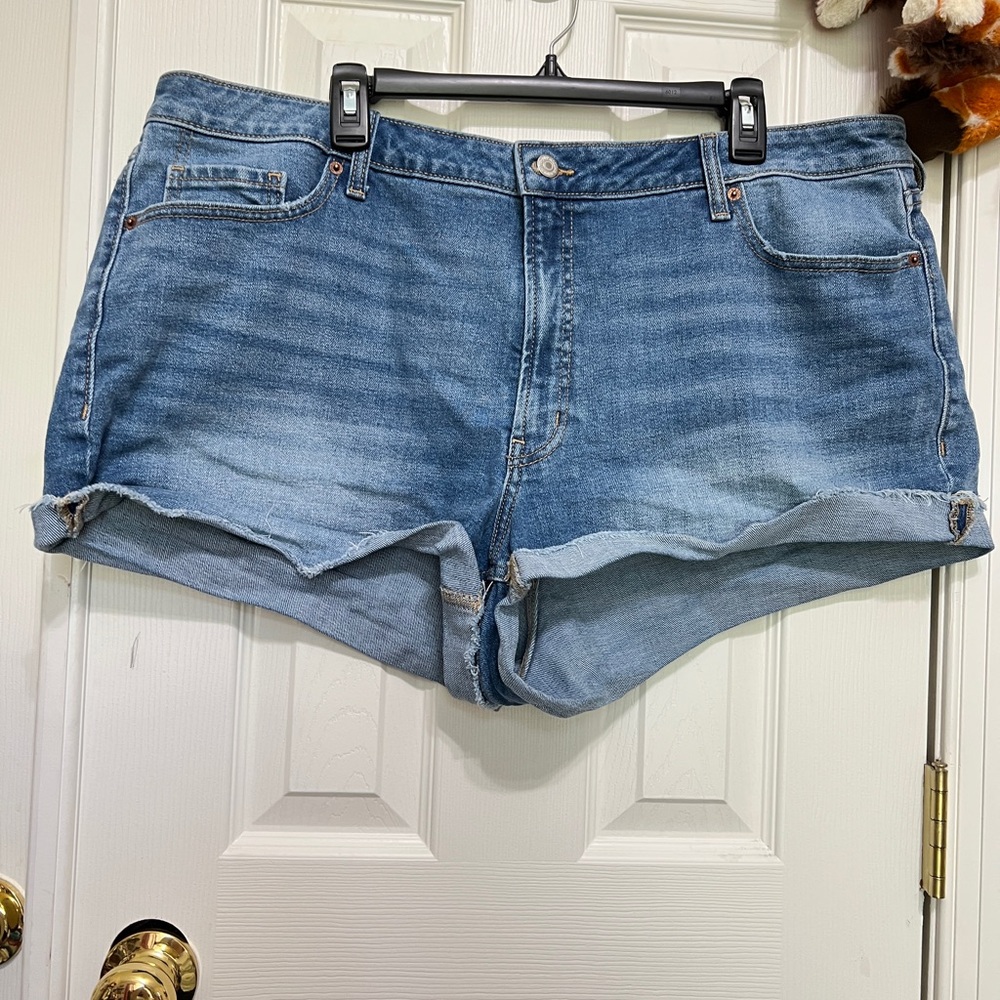 Old Navy Blue Jean Shorts High-Waisted Cuffed Size 22